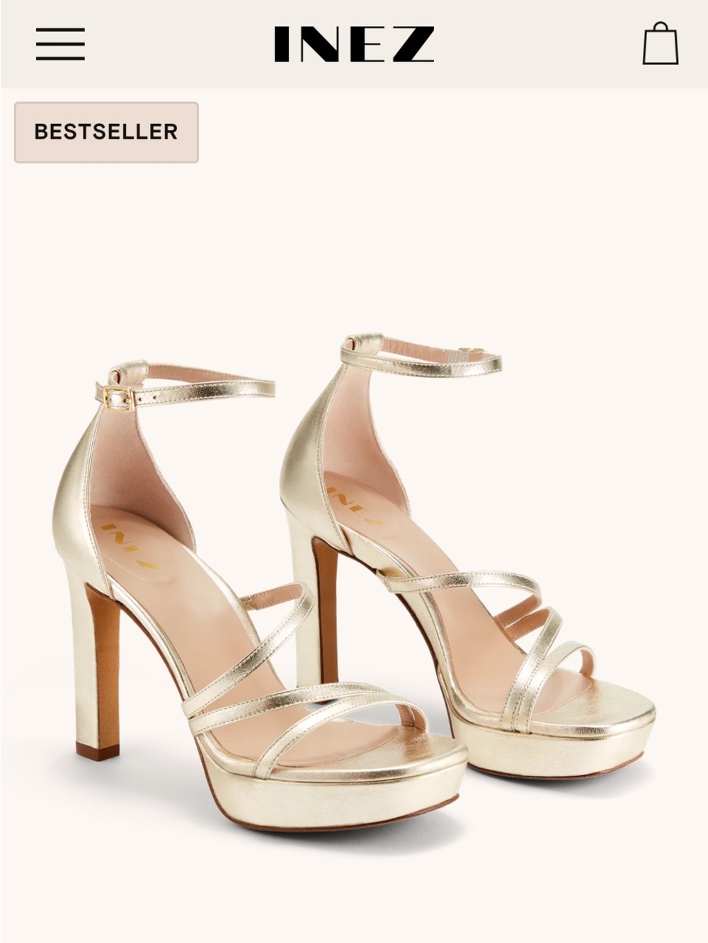 Inez Metallic Gold Platform Ankle-Strap Sandals, NWT $275 Sz 8.5
